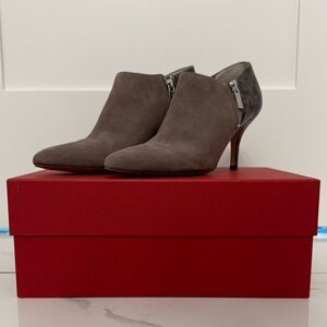 MICHAEL KORS Suede & Snake Print Ankle Boots